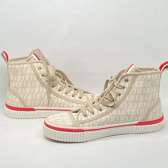 Christian Louboutin Pedro Cl Jacquard High-Top Sneakers size 42/us size 9 - Picture 8 of 15